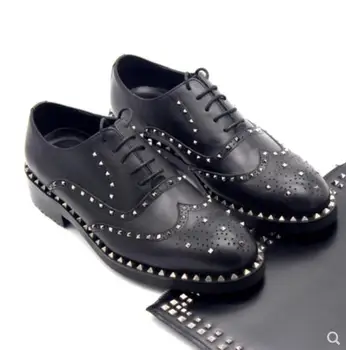 

Runway Autumn and winter oxford shoes for men Bullock rivets handmade cattle production of men's shoes zapatos hombre vestir