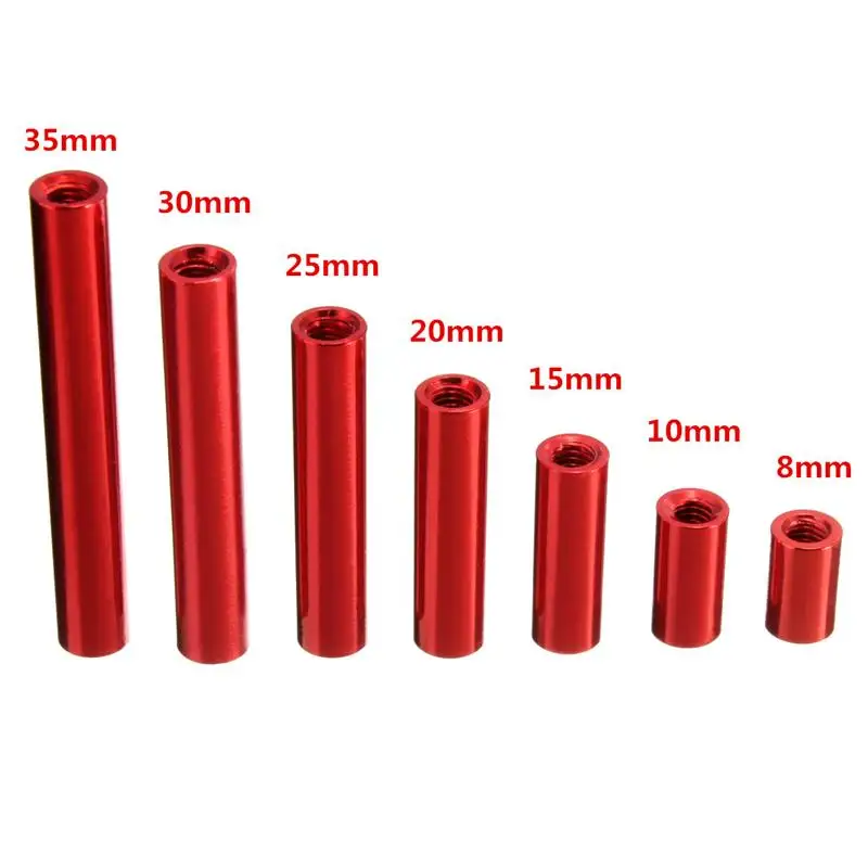 SULEVE 10 шт. M3AR1 M3 Алюминий сплав удлиненная гайка противостояние Шпильки Красный круглая плата блока управления процессором Распорки стоек 8/10/15/20/25/30/35 мм