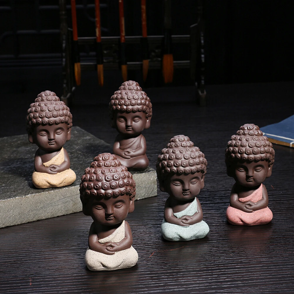 

Buddha statue monk figurine tathagata India Yoga Mandala tea pet purple ceramic crafts Mini Zakka decorative ceramic ornaments