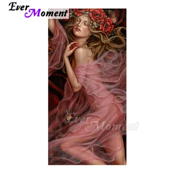 

Ever Moment Diamond Painting Long Hair Lying Woman Artwork Full Square Cross Stitch Diamond Embroidery Decoration Home 3F1270