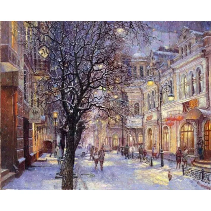

ArtSailing DIY pictures by numbers Street View In Winter Night picture by numbers painting by numbers poster NP-217