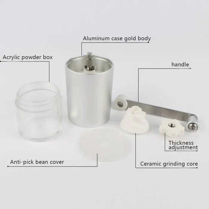 Hot Portable Coffee Grinder Aluminium Alloy Handheld Beans Mill LSK99