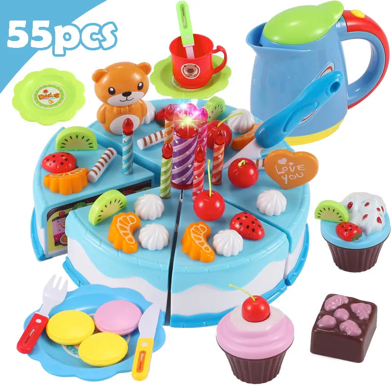 

Children DIY Pretend Play Fruits Cutting Birthday Cake Kitchen Food Toys Cocina De Juguete Toy Colorful Girls Birthday Gift Kids