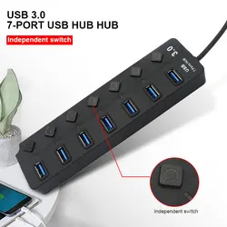 2018 Новый 4 Porst/7 Порты USB3.0 концентратор с Мощность на/выкл 5 Гбит/с, высокая Скорость адаптер USB3.0 концентратора для Windows, Mac OS