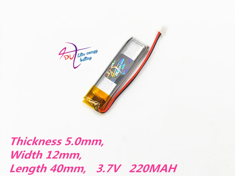 JST 1,25 мм 2pin 3,7 V 220 mAh литиево-полимерный lipo Перезаряжаемые Батарея 501240 для Mp3 gps Оборудование для psp bluetooth наушники электронная часть