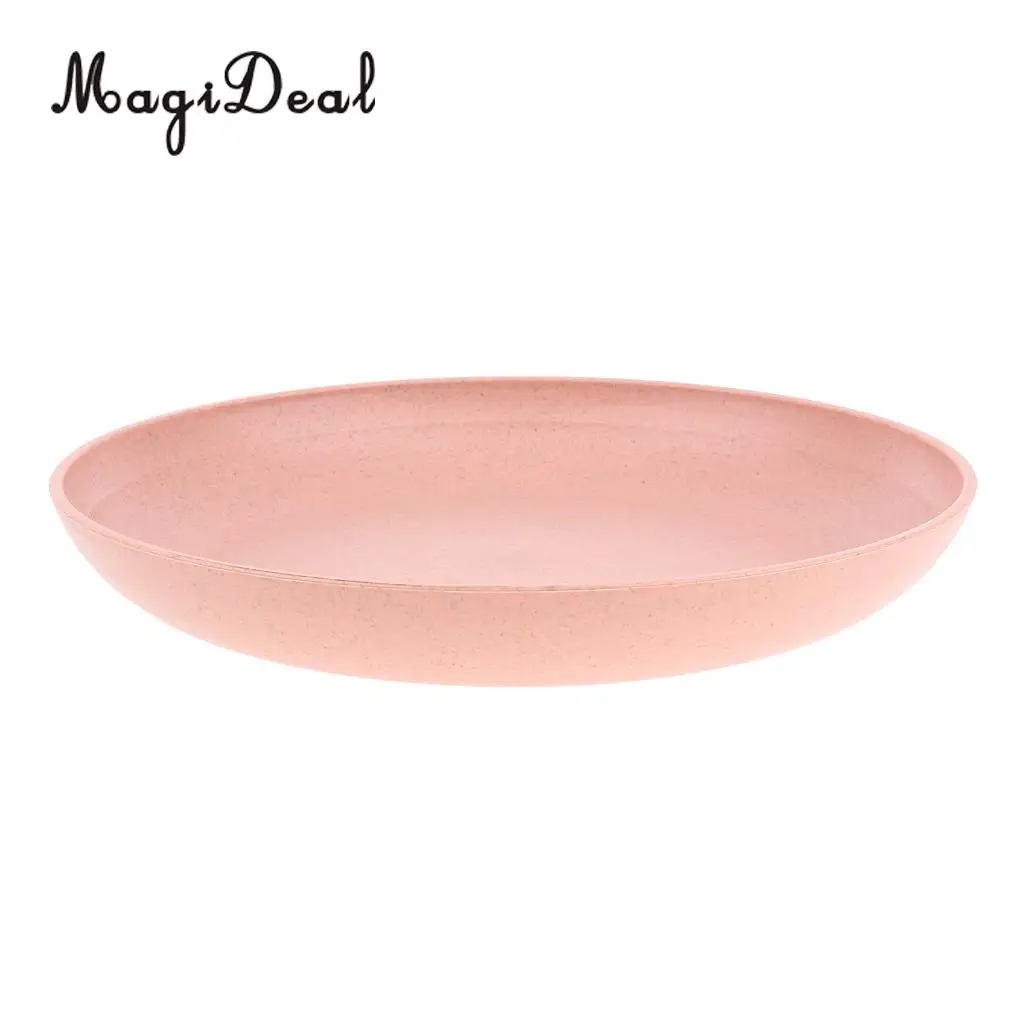 MagiDeal 4 Pcs Wheat Straw Healthy Dinner Plates Serving Dishes Round Shape 20cm Dia. Outdoor Camping Home Dinner Lunch