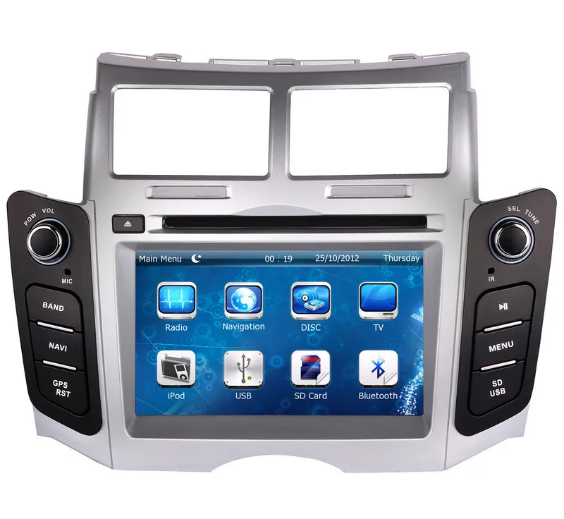 2-Din головное устройство автомобиля DVD плеер для Toyota Yaris 2005-2011 Вт/gps навигационной