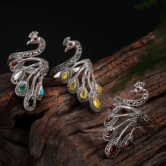 Luxury 100 Genuine 925 Sterling Silver Rings For Women Retro