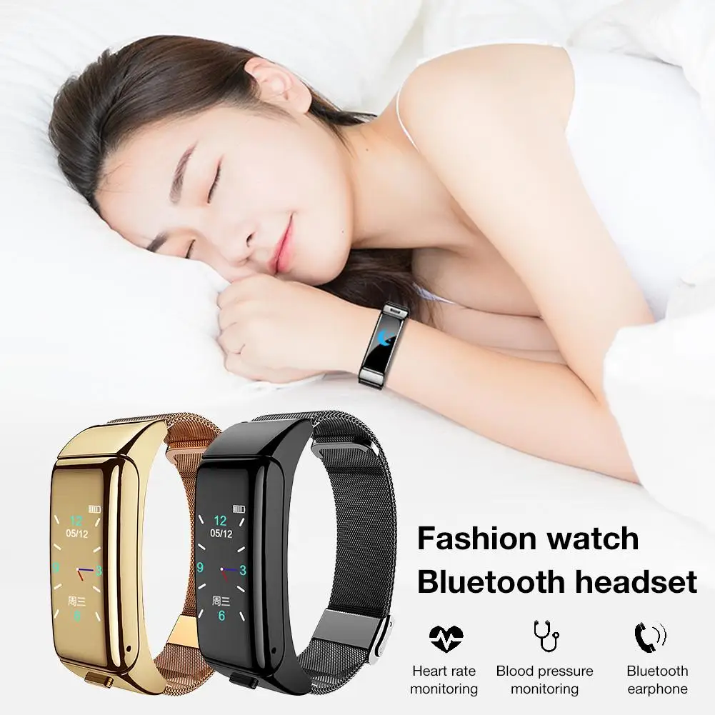 B6 Wireless Earphones Bluetooth Headset 2 In 1 Heart Rate Monitor Step Counter Sports Smart Bracelet Health Watch For Women Men B6 Wireless Earphones Bluetooth Headset 2 In 1 Heart Rate Monitor Step Counter Sports Smart Bracelet Health Watch For Women Men