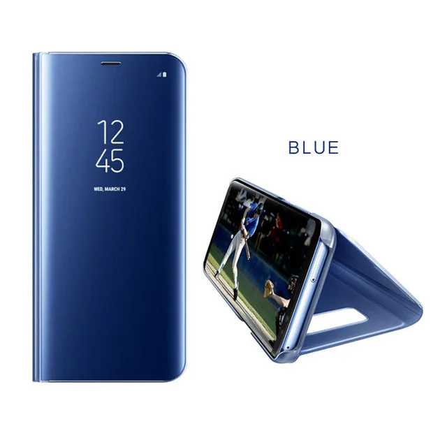 Mirror Flip Leather Case For Samsung Galaxy Note 8 S6 S7 Edge S8 Plus Clear View Window Smart Cover For iphone 6 6s 7 8 Plus X