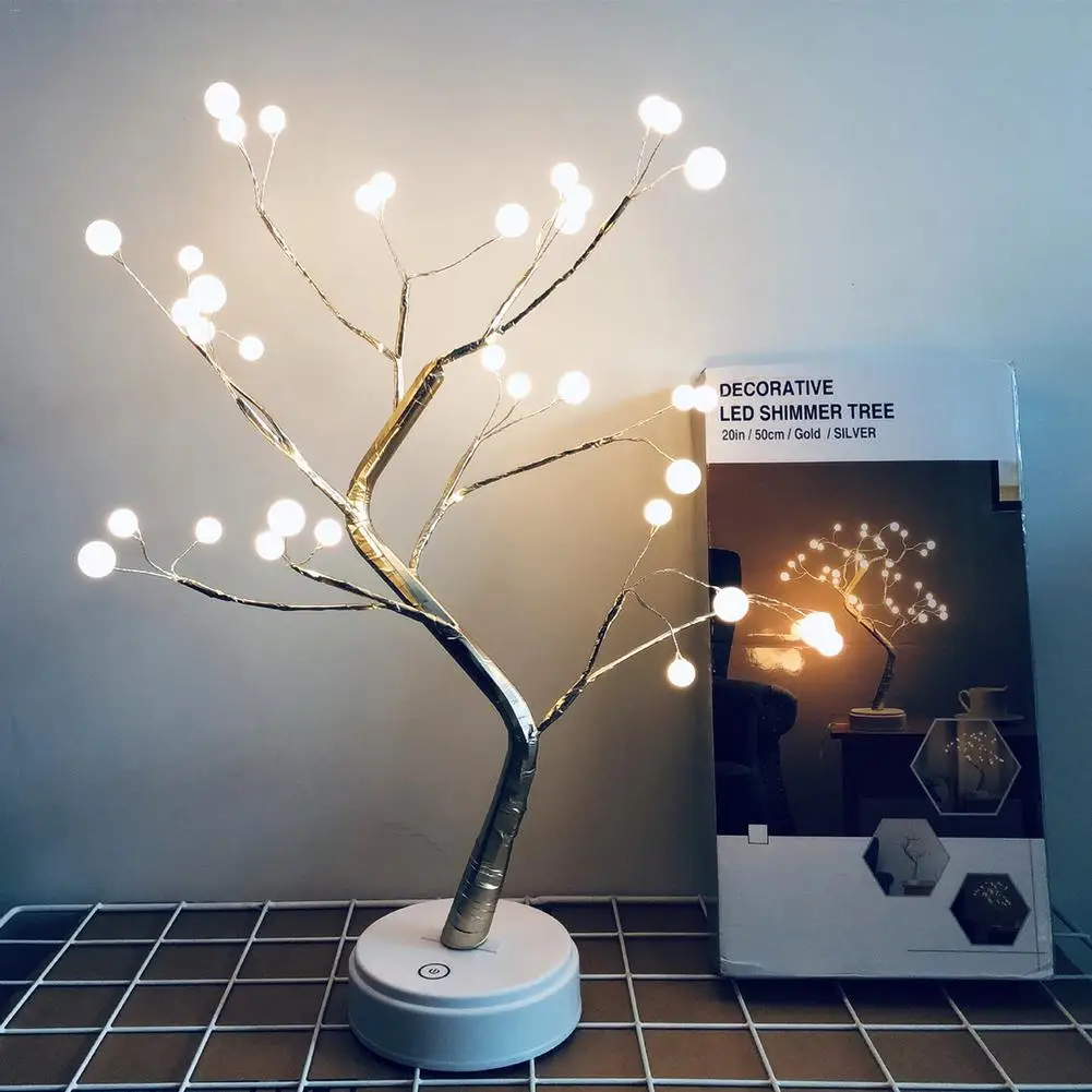 

LED Copper Wire Pearl Tree Light Christmas Tree Decorations 36 Lamp Beads Without Battery Christmas Decorations For Home navidad