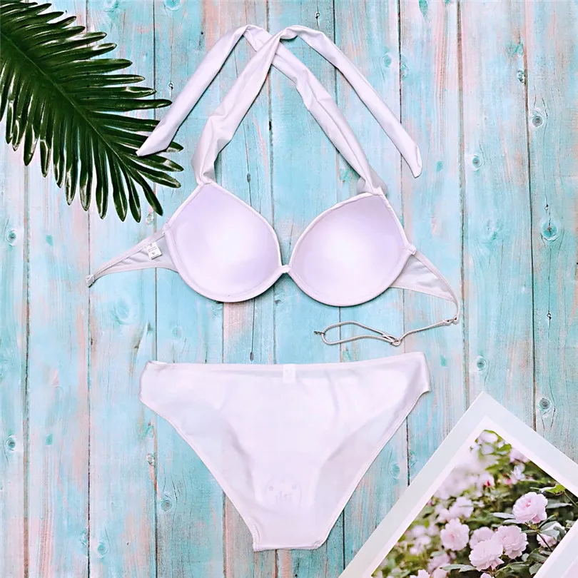 Solid Bathing Suit 2 Pieces Sexy Lingerie Set Bandage Women Lingerie Padded Beachwear Low Waist Lingerie Bohemian 40JY1609