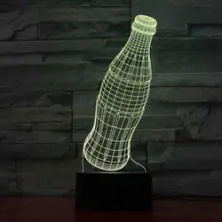 7 цветов Изменение Спальня сна освещения 3D Led ночные огни визуальные Творческие Стекло бутылки для напитков Home Decor подарки Настольный