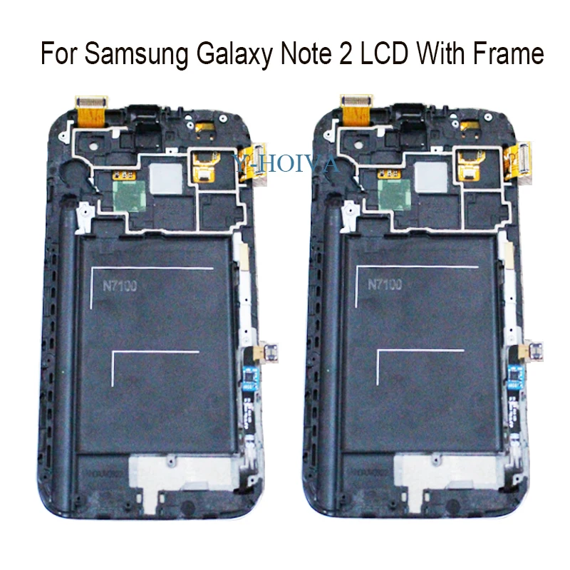

100% Super AMOLED LCD For Samsung Galaxy Note2 Note 2 N7100 LCD Display Touch Screen Digitizer Frame Assembly With Free Tools