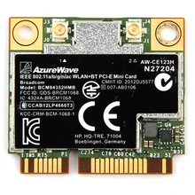 AzureWave Broadcom BCM94352HMB 802.11/ac/867Mbps WLAN + BT4.0 Half Mini PCI-E AzureWave Broadcom BCM94352HMB 802.11/ac/867Mbps WLAN + BT4.0 Half Mini PCI-E