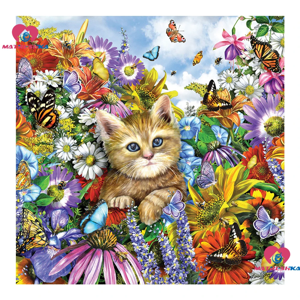 5D DIY Diamond Painting completely flower cat Full drill square/round