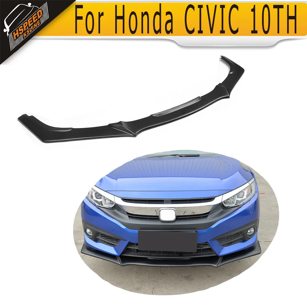 Матовый черный Автомобильный передний спойлер для Honda CIVIC 10 2016 2017 DX|front lip spoiler|lip
