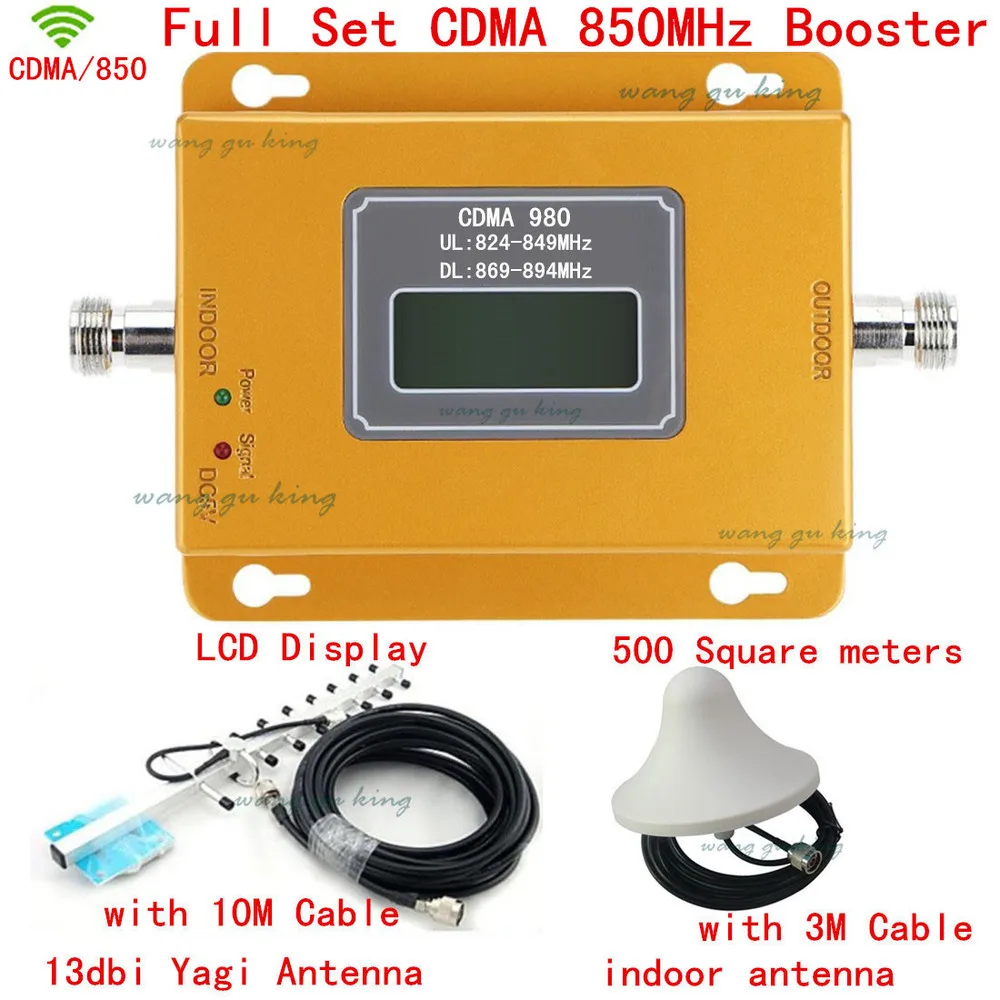 

850 Cellular Signal Repeater CDMA 850 mhz Mobile Signal Amplifier 70dB GSM 850 Cell Phone Booster Full Kit with Antenna + cables