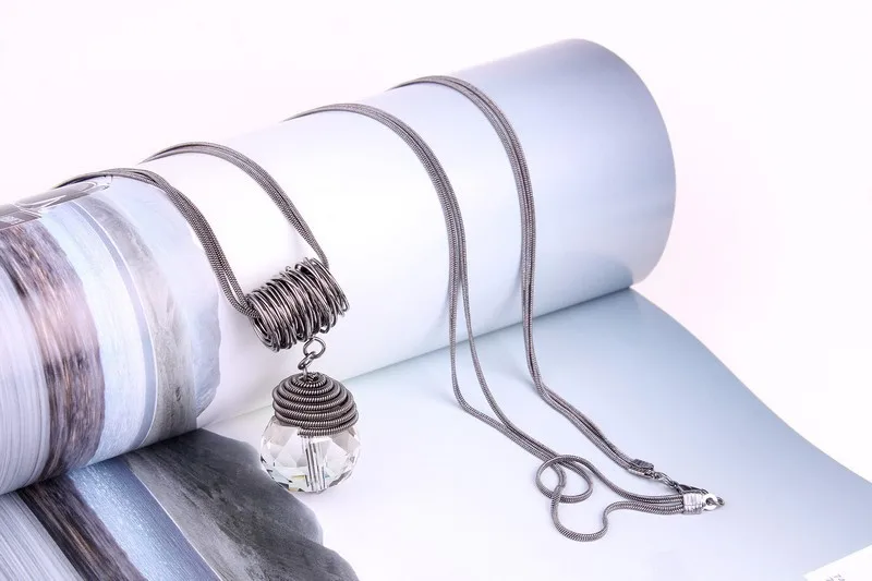 Rainbery Новинка женское ожерелье с подвеской с большой подвеской Длинная цепочка для свитера универсальная декоративная подвеска с кристаллами