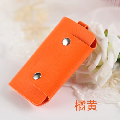 Модный маленький кошелек из искусственной кожи портмоне для ключей для женщин и мужчин, брендовый чехол-кошелек с пряжкой для ключей, чехол-Органайзер - Цвет: Оранжевый