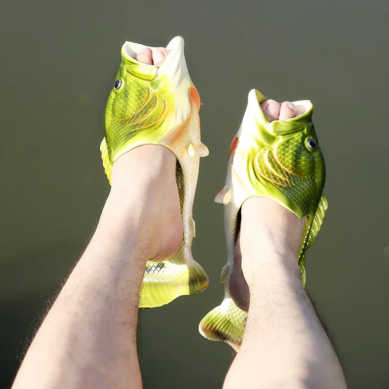 

2019 New Men's Fish Slippers Ladies Summer Outdoor Sandals Flip Flops Men's Beach Shoes Lovers Slippers Ladies Sneakers