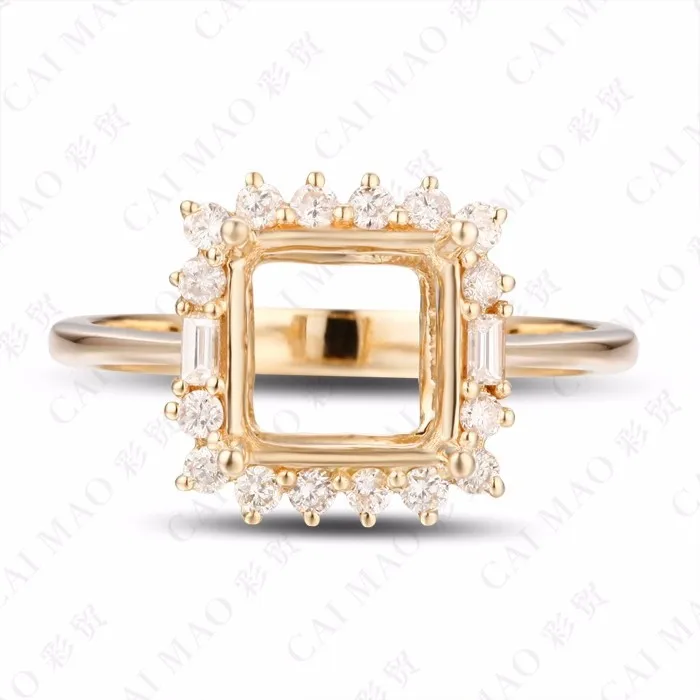 CaiMao Princess cut Semi Mount кольцо настройки и 0.46ct АЛМАЗ 14k желтое золото драгоценный камень обручальное кольцо ювелирные украшения