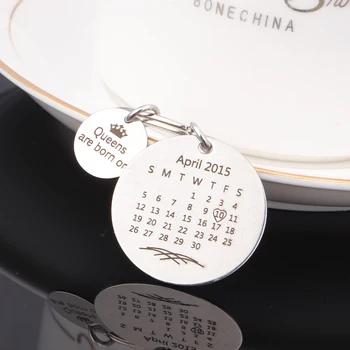 

Custom Calendar Date Souvenir Memorial Time Queen Are Born On Personality New Born Daughter Gift Keepsake Present Keychain