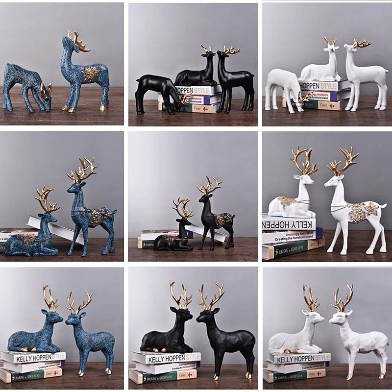 2018 Newest  Deer Apple Animal Luxury Resin Crafts home decoration accessories decoracion hogar House decorated statue veneers