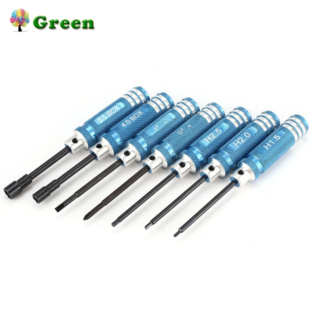 7Pcs RC Screwdriver Kit Straight Cross 1.5 2.0 2.5mm Hex Screwdriver 4.