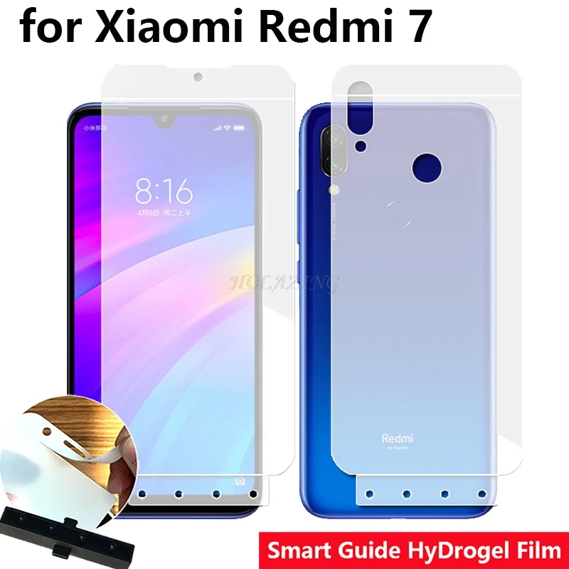 

HOLAZING Smart Guide Tool Soft AUTO Fixed Hydrogel Film Full Screen Protector for Xiaomi Redmi 7 6.26" Optional Front & Back