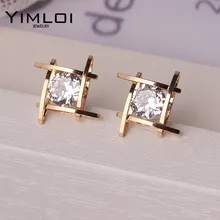 Elegant and Charming Black Rhinestone Full Crystals Square Stud font b Earrings b font for Women