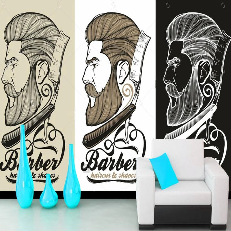 3D Ретро обои, Парикмахерская лого Фреска для парикмахерской спальни гостиной фон обои украшения papel де parede