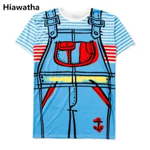 Hiawatha, новинка, Harajuku, поддельные два принта, топы, тройники, женская летняя длинная футболка, повседневные футболки с коротким рукавом, T4026