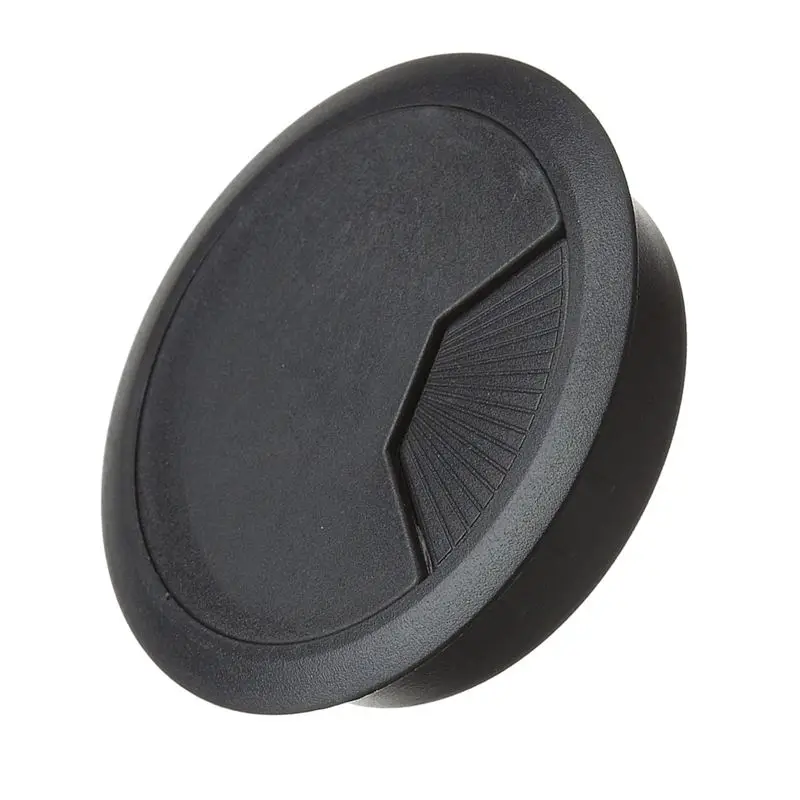 3 Pcs Black Plastic Desktop Computer 80mm Grommet Cable Hole Cover
