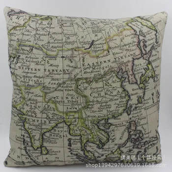 

Cotton World Map Series Asian students remember diagram artifact American car pillow office sofa cushions