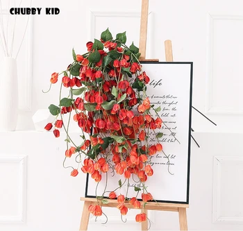 

12pcs/lot! Wholesale 171cm long artificial Physialis peruviana fruits fake Physalis pruinosa decorative Peru Groundcherry plants