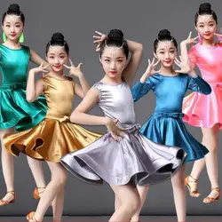 Новинка 2019 года; высокое качество; сезон весна-лето; детская одежда для латинских танцев; танцевальная одежда с длинными рукавами для