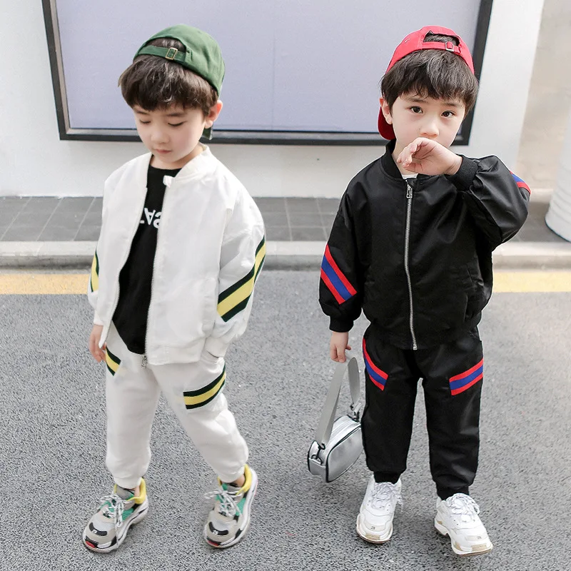 

Striped Suit Children Spring/Autumn New Sports Suit Boys/Girls Ribbon Baseball Uniform Two-piece Christmas Outfits 2-7 Year