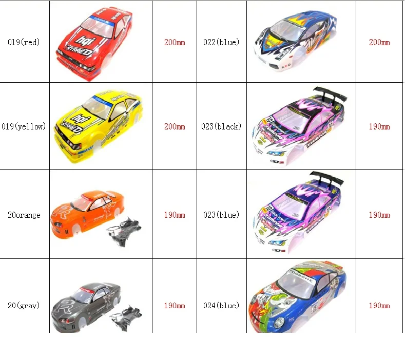 Ewellsold 1:10 rc автомобильные аксессуары 1/10 rc корпус автомобиля для 1:10 rc car190 мм несколько вариантов 1 шт./лот