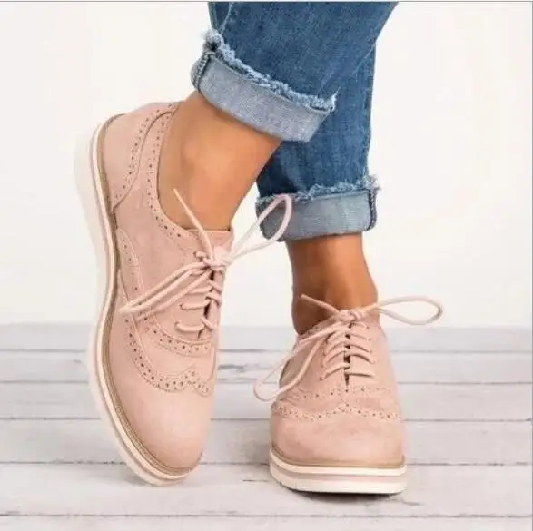 

Plus Size 35-43 Women Flat Hollow Platform Shoes Oxfords British Style Ladies Creepers Brogue Shoe For Female Lace Up Footwear