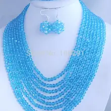 Удивительные 8 строк Кристалл ювелирный набор, Африканские свадебные бусы ожерелье MN-1193