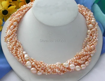 

Stunning 8row 17" pink baroque freshwater pearl necklace