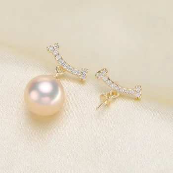 

Delicate Fine Pearl Earrings Jewelry Accessory S925 Sterling Silver Pearl Stud Earrings Components Silver&Gold Color 3Pairs/Lot