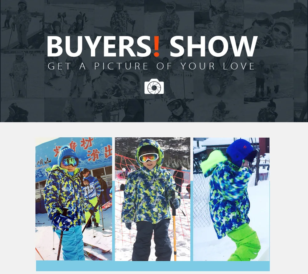 Boys Girls Children's Snow Ski Suits Outdoor Wear Hooded Jackets+Bandage Pants Kids Winter Warm Snowboard Ski Wear Costume