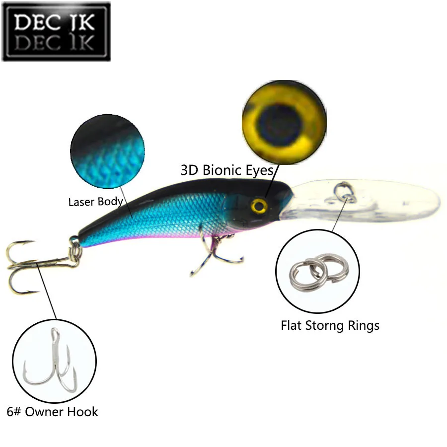 16PCS Plastic Hard Fishing Lure Tackle Fake Laser Bait Crankbaits Minnow Sea Bass Pike Swimbait With Hooks Saltwater Lures Set (1)