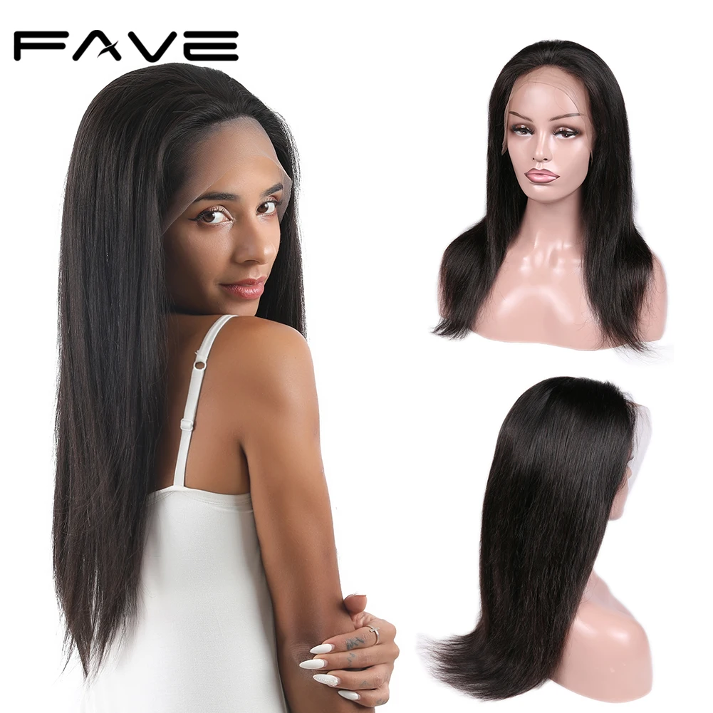 Full Lace Human Remy Wig 150% Density Brazilian Straight Hair Wig 8-22 Inches for Black Women Fast Shipping FAVE Hair