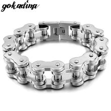 Мужские огромный тяжелый велосипедная цепь 316L Нержавеющая сталь очень яркие Браслеты изделия 23 см 17 мм WB097