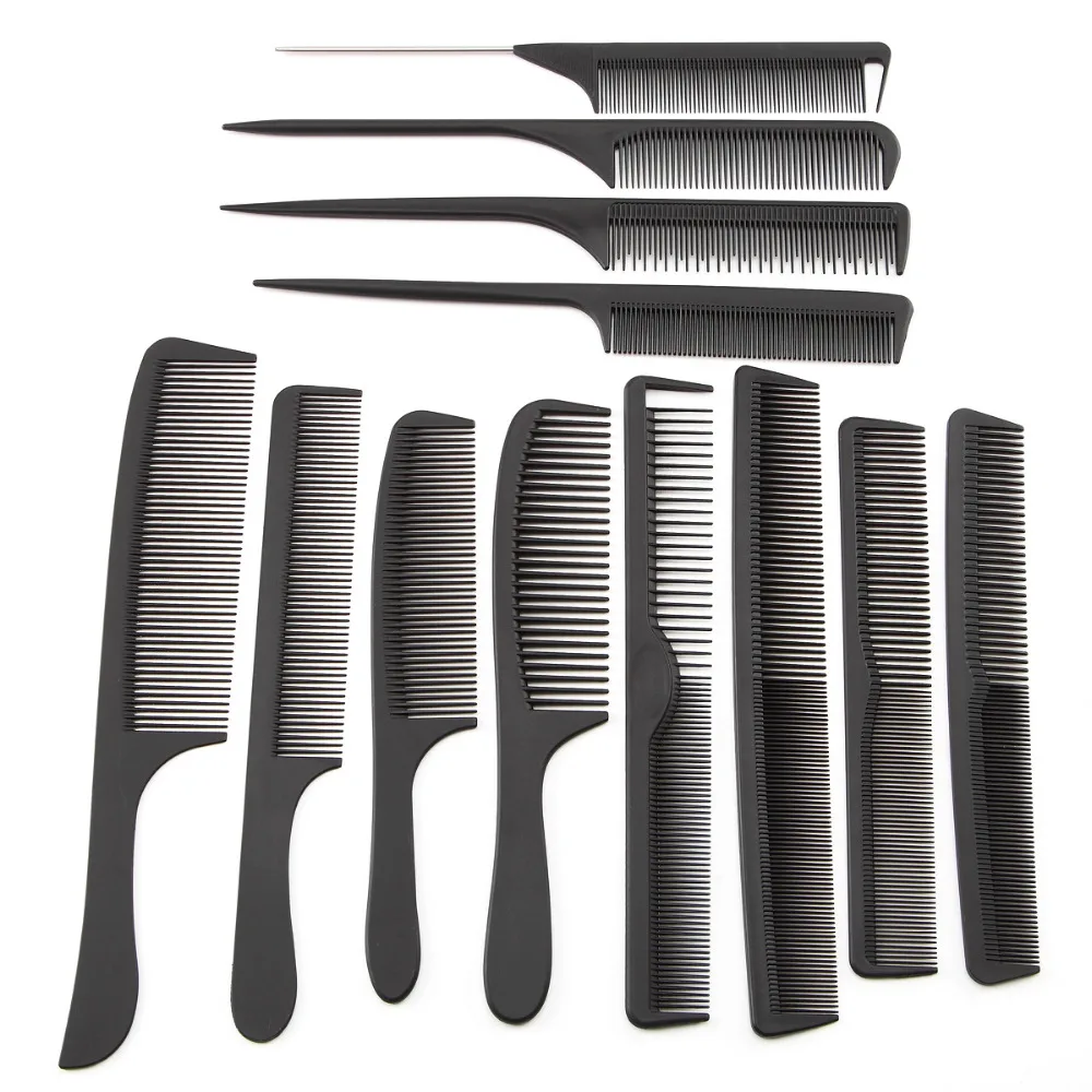 12 Style Black Hairdressing Comb Anti static Hair Cutting Combs