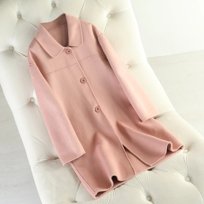 

Good quality wool coat 100% wool 2019 new double-sided cashmere overcoat solid long winter women autumn coat