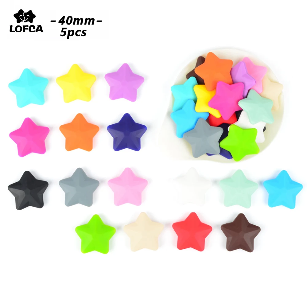 

LOFCA Star Shape Silicone beads 5 pcs Loose Beads For Food Grade Silicone Teething Necklace Silicone Loose Beads BPA Free